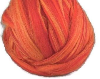 Merino roving ,superfine, blend ,color:Sicilian Orange