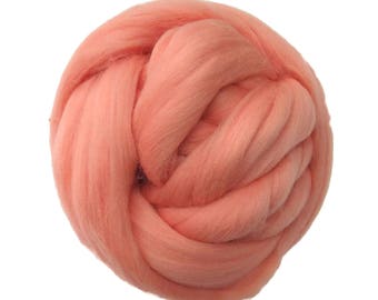 SALE! 21.5mic Merino Wool Roving , Color: Peach