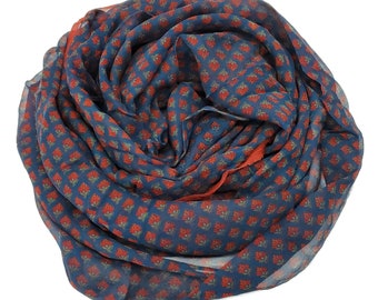 Silk printed crinkle chiffon fabric scarf for nuno felting , 18X76 inches  (SCA-17)