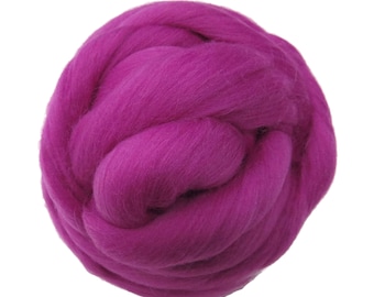 SALE! 21.5mic Merino Wool Roving , Color: Magenta