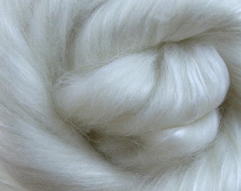 White Cashmere / A Grade Mulberry Silk roving  Natural Undyed  , color: Natural White