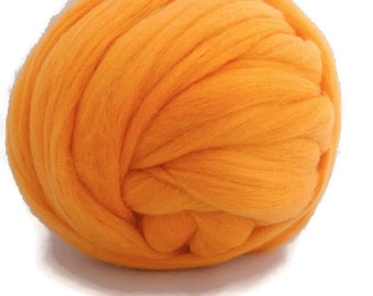 Superfine merino wool top 19 microns,  ,Color: melon