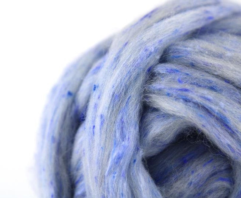 blend Tea Cup Blue Tweed Wool Roving