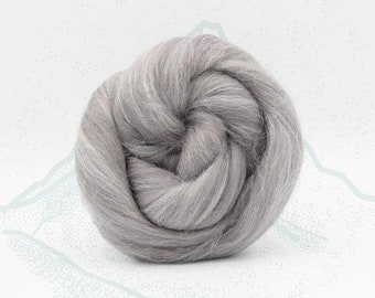 New! Blended Merino Alpaca Superfine merino wool roving mix 2oz or 4 oz, color: Eiger Gray