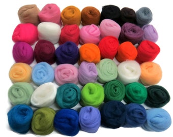 Felting Wool Roving Palette Kit - 42 Corriedale Color Assortment Mix Variety Super Combination Pack