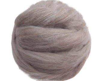 Baby Alpaca Wool Roving, Sand/Gray