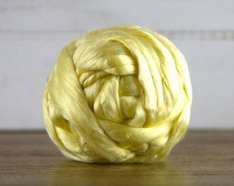 New! Natural Yellow Eri Silk Roving, for paper making, felting and spinning.