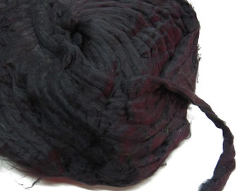 Sale! Pulled Mulberry Silk Roving, color: Black, 1oz (28g)