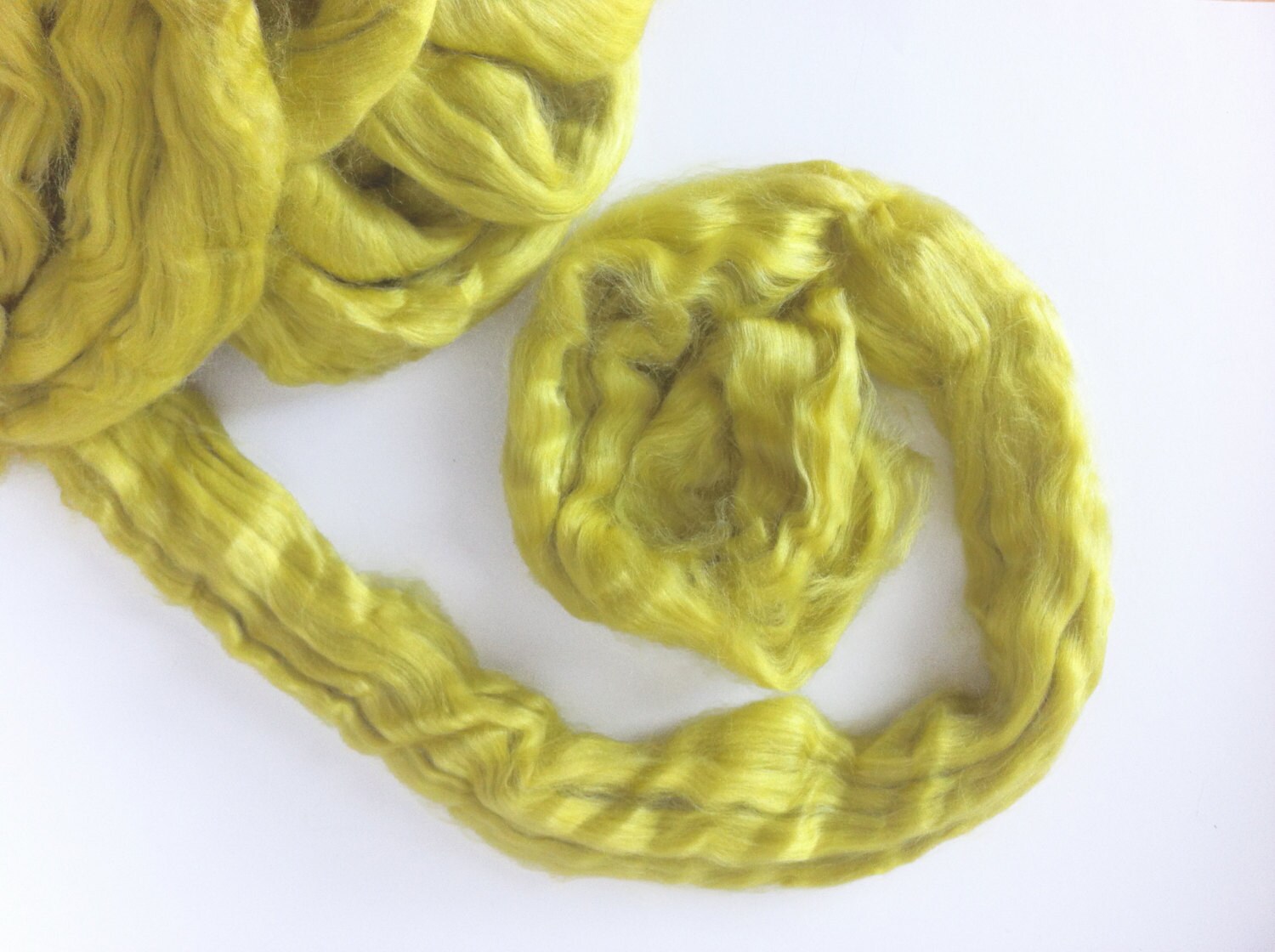 Tussah Silk Roving color Citron Etsy