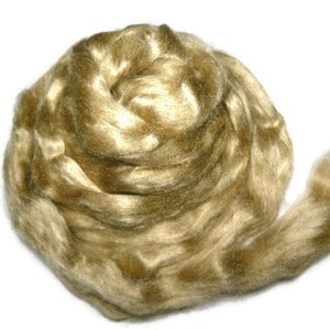 Royal Natural Golden Muga Silk Roving, 1 oz 28g Gold image 2