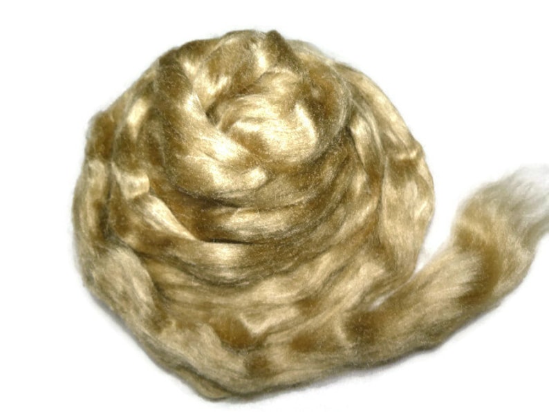 Royal Natural Golden Muga Silk Roving, 1 oz 28g Gold image 2