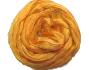 1 oz (28g) Mulberry Silk roving Grade AA,  color: Indian Yellow