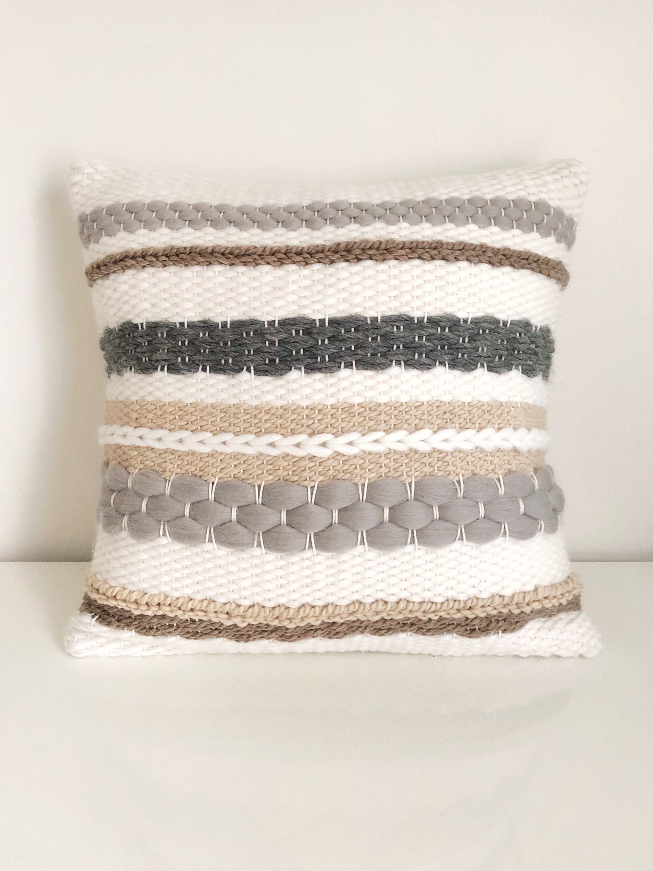 Pillow weaving kit intermediate / Woven pillow kit / Large Etsy