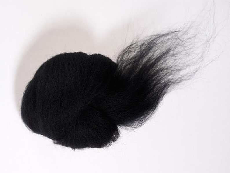 Black merino wool roving 19 microns,Black image 2