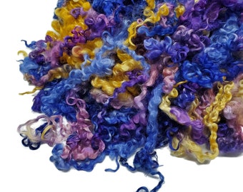 1oz Premium Hand dyed Teaswater lamb wool locks, 10"- 12" long , Extreme locks for tailspinning and felting, color: Pansy (TT-2)