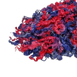 1oz, Wensleydale wool locks, color: Navy /  Red hue,  ADF-35