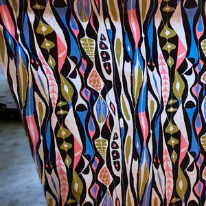 Scandinavian vintage fabric, over 5 yds abstract design. Stig Lindberg Bulbous. 50s Mid century modern fabric, Retro fabric, blue pink image 1