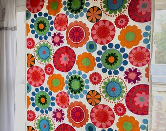 Amazing Swedish Ikea fabric stylized floral print pattern. Scandinavian design Cotton Colorful sewing Flower power Retro style Home Decor