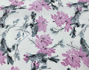 Pink floral fabric Scandinavian textiles Dress fabric Floral print vintage inspired