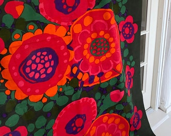 60s Stunning floral vintage fabric Curtain Scandinavian design retro iconic print designer fabric Ekerö by Saini Salonen Boras Cotton Sweden