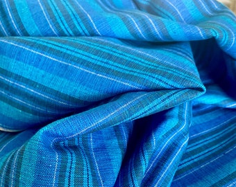 Stunning vintage fabric blue striped color woven high quality fabric handicraft retro fabric Scandinavian design Swedish cotton textile
