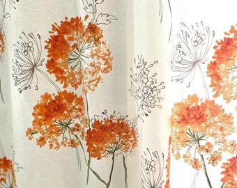 Tela de algodón con estampado floral vintage: estampado botánico escandinavo de los años 70.