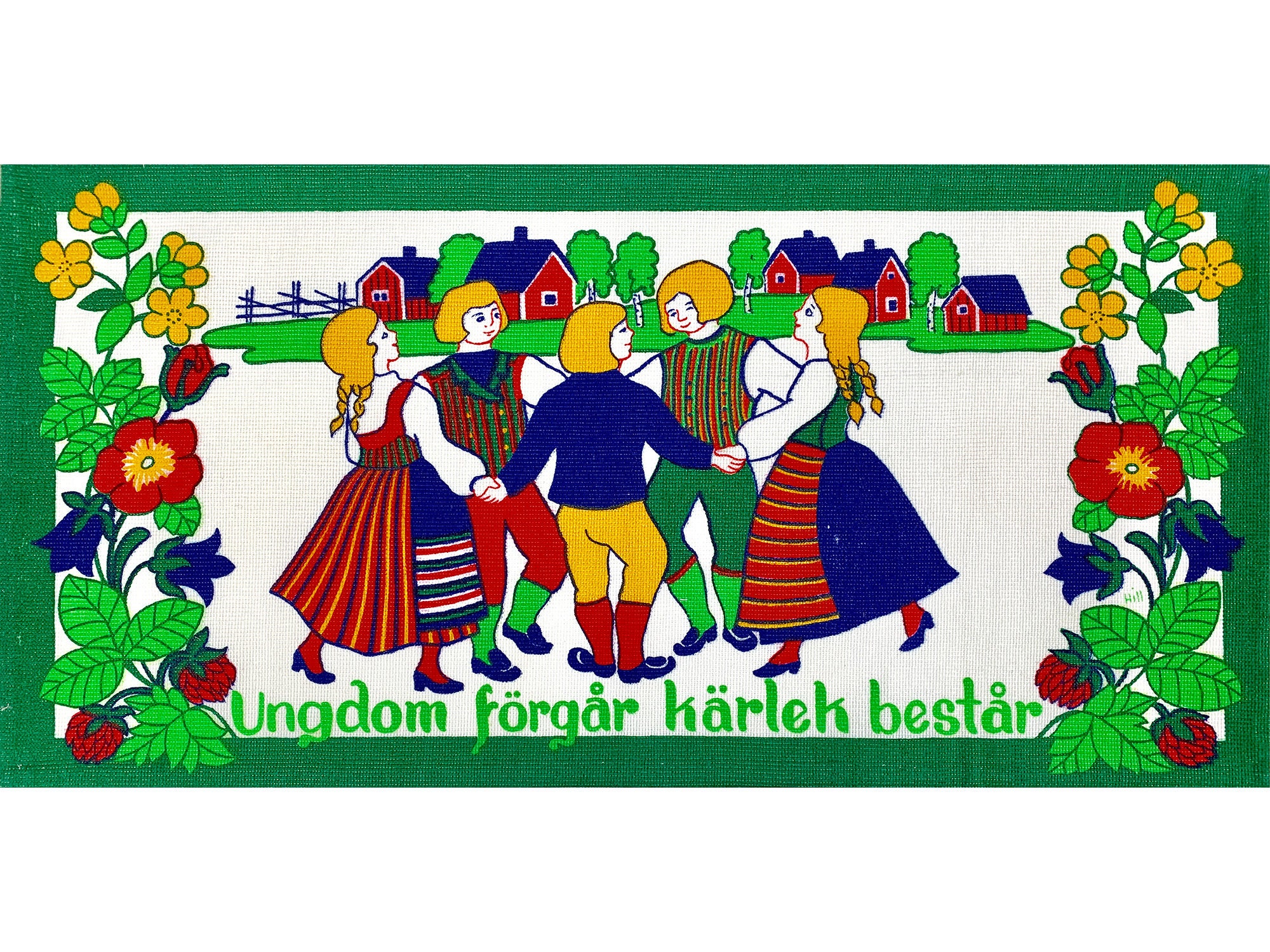 ヴィンテージスウェーデンタペストリー：1960年代のフォークダンス