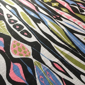 Scandinavian vintage fabric, over 5 yds abstract design. Stig Lindberg Bulbous. 50s Mid century modern fabric, Retro fabric, blue pink image 7