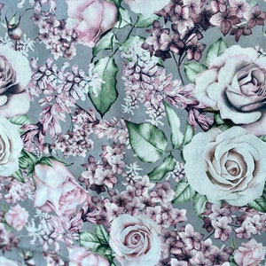 Exclusive vintage fabric floral print roses cotton fabric Tablecloth table cover Scandinavian design 1980s flower pattern Sewing upholstery