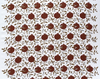 Swedish scandinavian designer fabric. Botanical print Pomegranate Leaves Maria Åström Granatäpple high quality linen. Fabric by the yard.