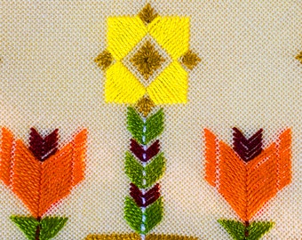Vintage Swedish Tablecloth: Mid-century Modern Hand Embroidered