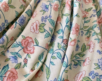Tela de algodón escandinava vintage de los años 70 con estampado floral: estampado botánico retro en tonos pastel, tela estilo cottagecore de 55" x 75". Ideal para coser y acolchar.
