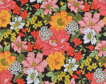 Fantastic Retro floral print style fabric New vintage inspired 60s-70s Flower Power Fabric for Retro Enthusiasts & DIY Craft Sewing Quilting