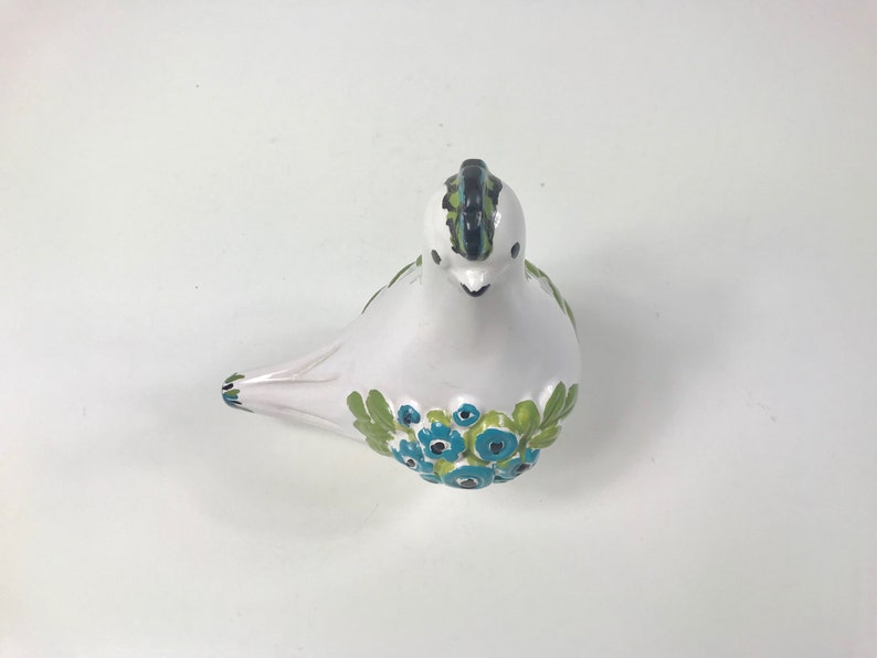 Vintage swedish \u0421eramic bird collectible figurine floral pattern Deco Helsingborg Rosa Ljung Retro rare Scandinavian Design porcelain
