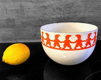 Vintage Kaj Franck Finel Arabia Enamel Bowl: 60s Scandinavian Tonttu Design