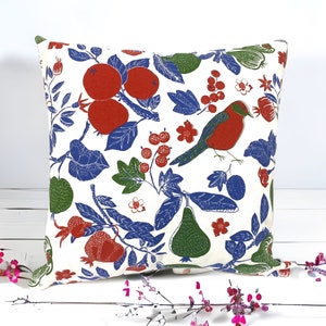Decorative floral Cushion cover Birds pillowcase cottage chic 20&quot;  Vintage style Handmade cushion cover Housewarming gift