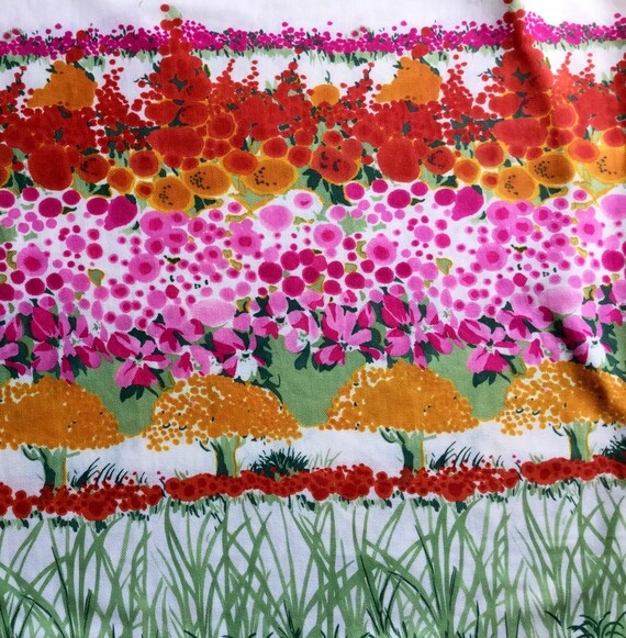 70s scandinavian vintage fabric Mod floral print Retro fabric Cotton mid century modern Made in Sweden flower power