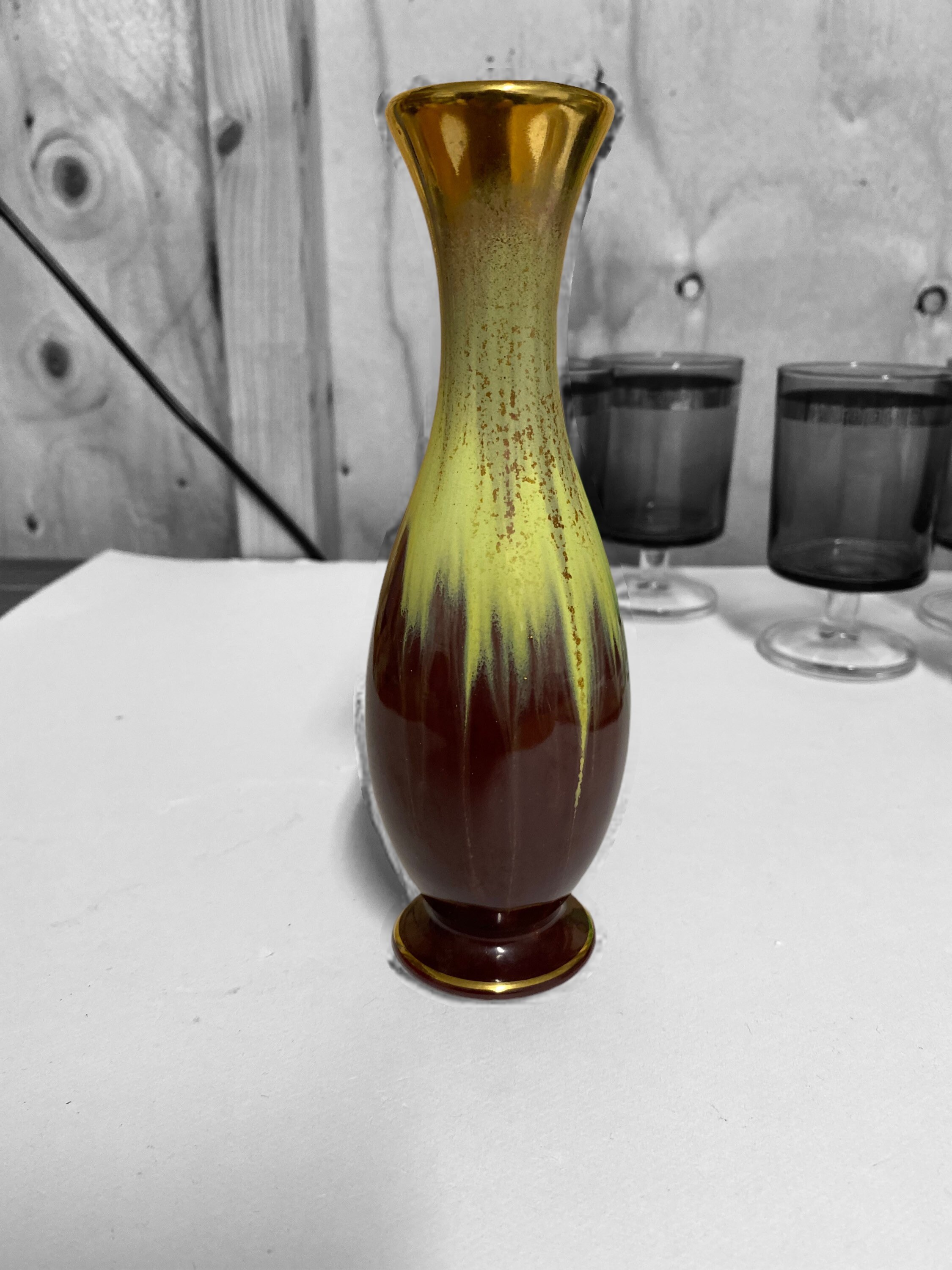 工芸品 Vintage Bay Keramik West German Vase Vintage Keramik Bay West Germany Glazed Vase 76/20 Brown