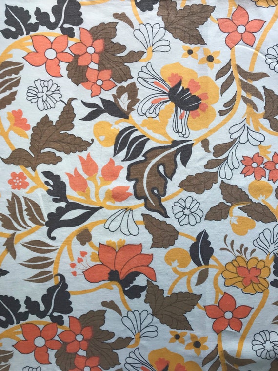 70s scandinavian vintage fabric Mod floral print Retro fabric Cotton mid century modern Made in Sweden flower power