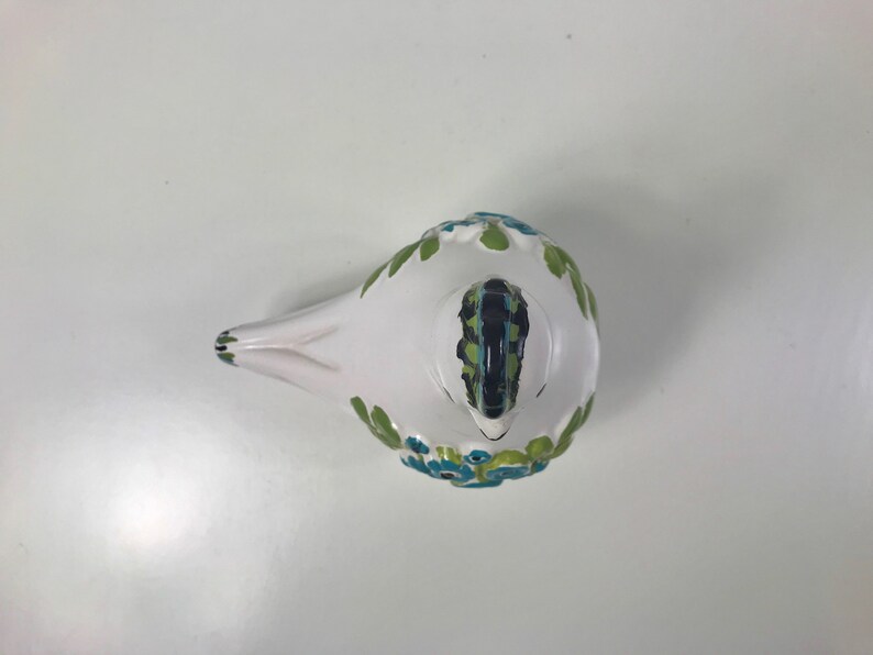 Vintage swedish \u0421eramic bird collectible figurine floral pattern Deco Helsingborg Rosa Ljung Retro rare Scandinavian Design porcelain