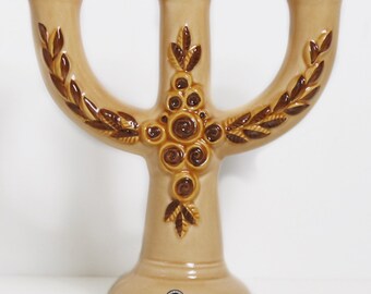 Vintage Swedish Ceramic Candle Holder: Floral Deco Design, 1970s