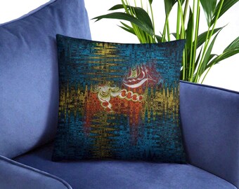 Swedish Dala Horse Throw Pillow: "From Sweden with Love" Design