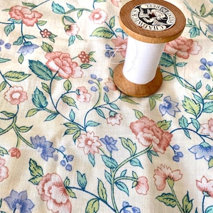 Beautiful botanical retro fabric Mod vintage fabric Floral print Swedish textile aquarelle flowers crafts sewing Scandinavian design Cotton