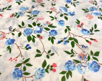 Midcentury Modern Vintage Stoff schwedischer Textil mit Retro Blumenmuster rosa blau Blumendruck skandinavisches Design unbenutzt Sewing