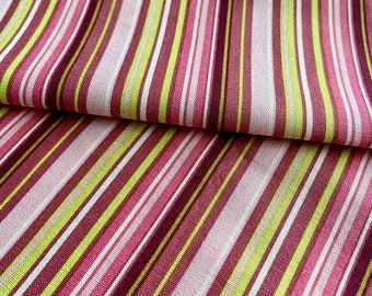 Striking Multicolored striped fabric cotton Pink and green Sabina Reinhart Quilting fabric Crafts Sewing Stripes Medium weight Crafting