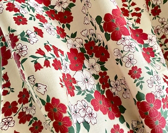 Fantastic vintage fabric floral print from 1970s Scandinavian design High quality, cotton fabric. Sewing Cushion fabric for retro lovers