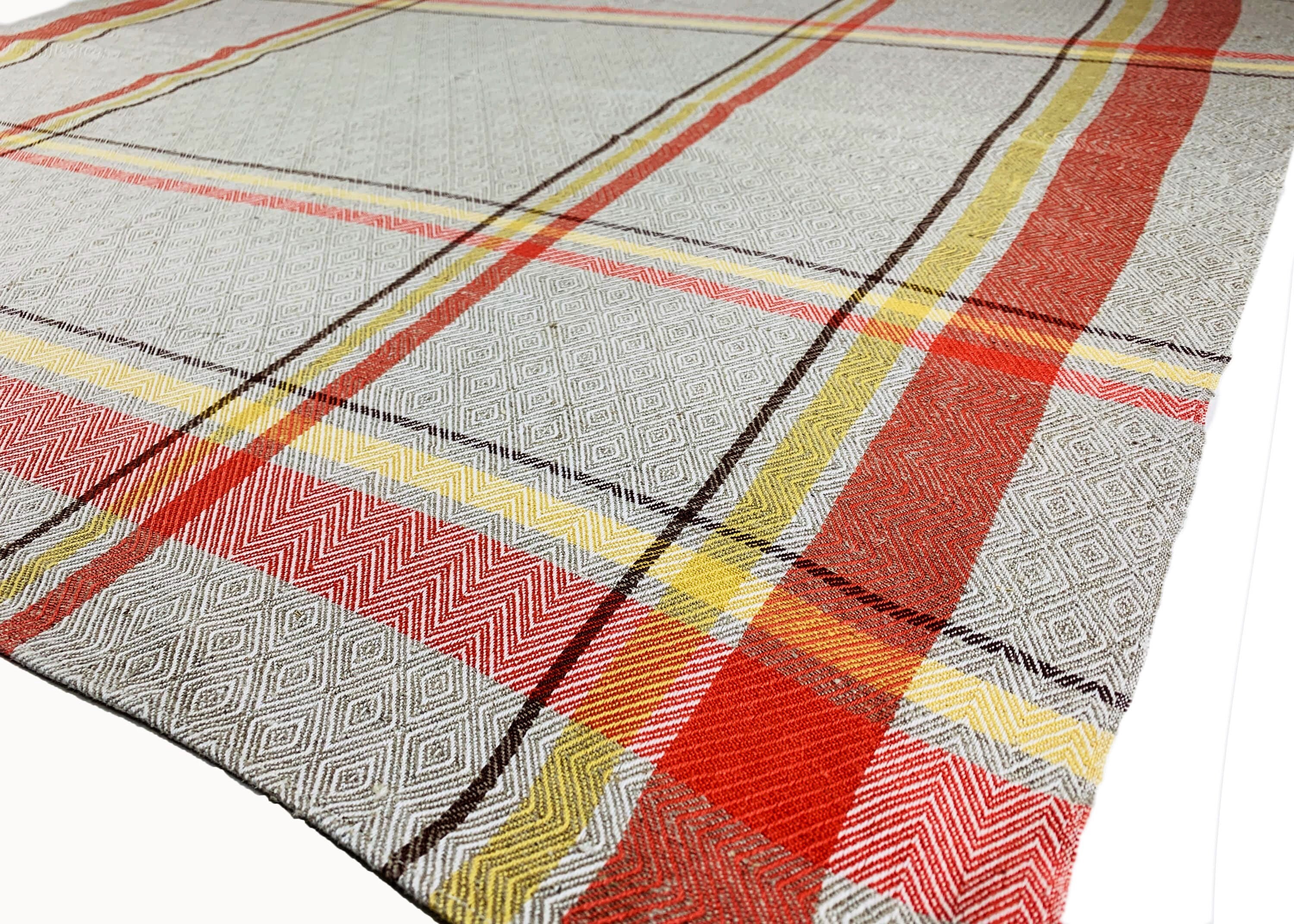 Vintage Swedish Linen Tablecloth: Mid-century Modern Abstract