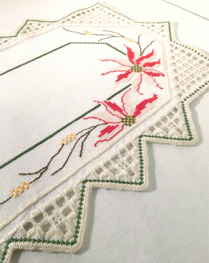Beautiful Hardanger embroidered linen table runner.Wedding Etsy