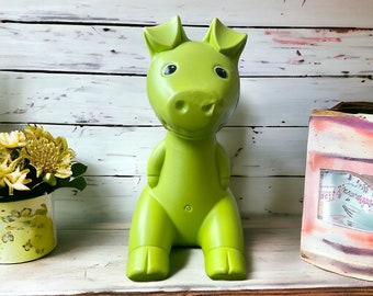 IKEA vintage money bank pig Green plastic gift for kids Retro lover Scandinavian home decor