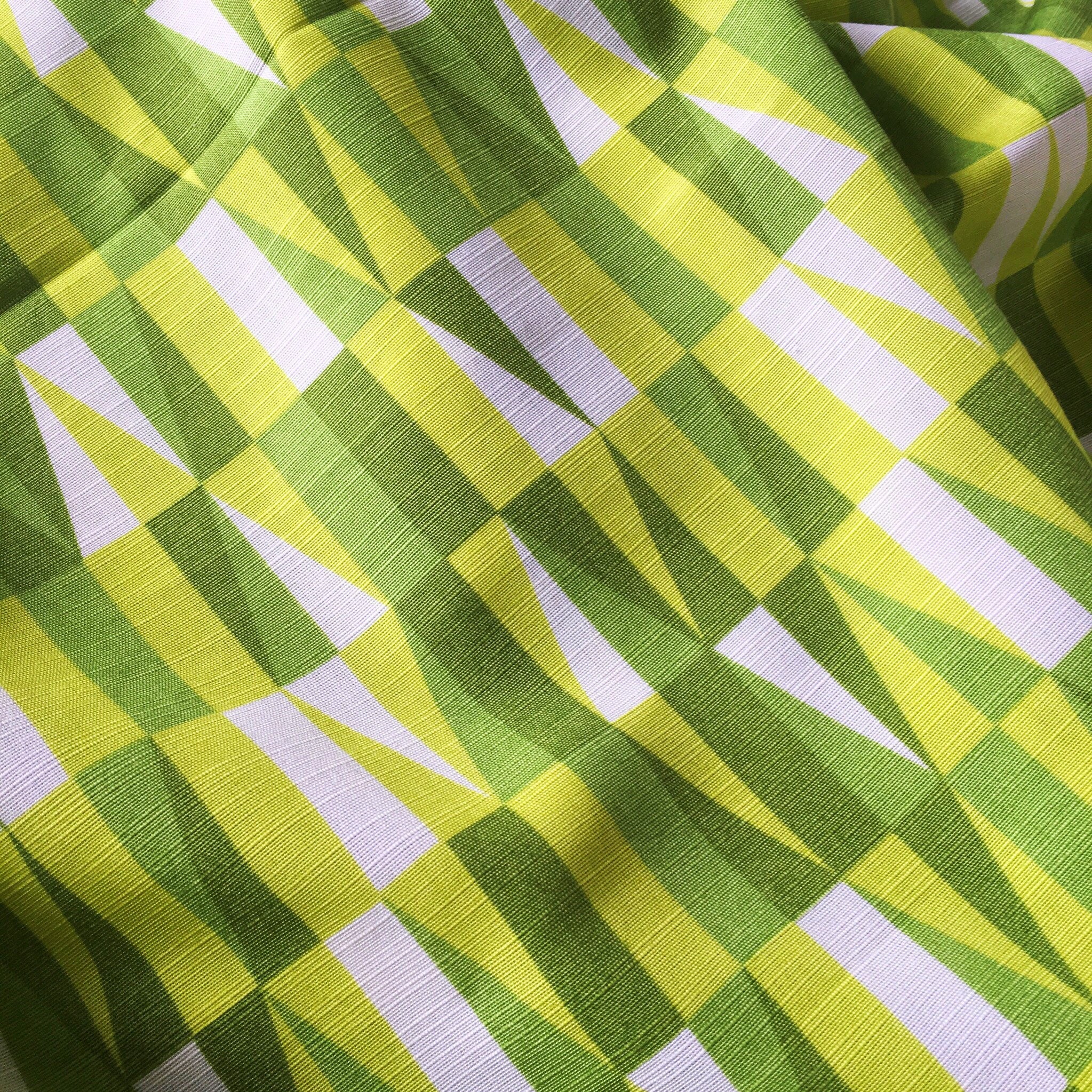 Geometric Vintage Fabric Green Retro Upholstery Fabric Mid Etsy UK